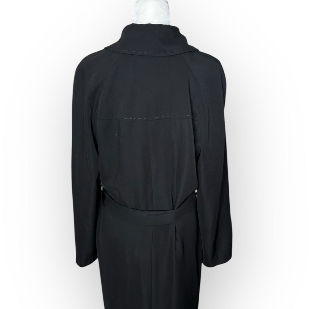 ERICH FEND Long Black Belted Trench Coat Women’s Size 14 US - Picture 6 of 13